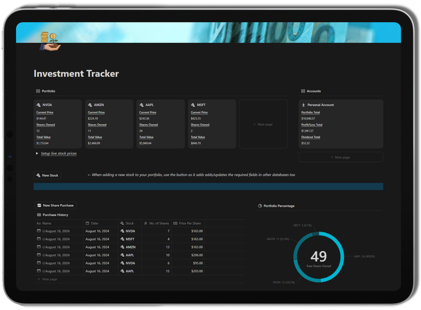 Notion Advanced Investment Tracker