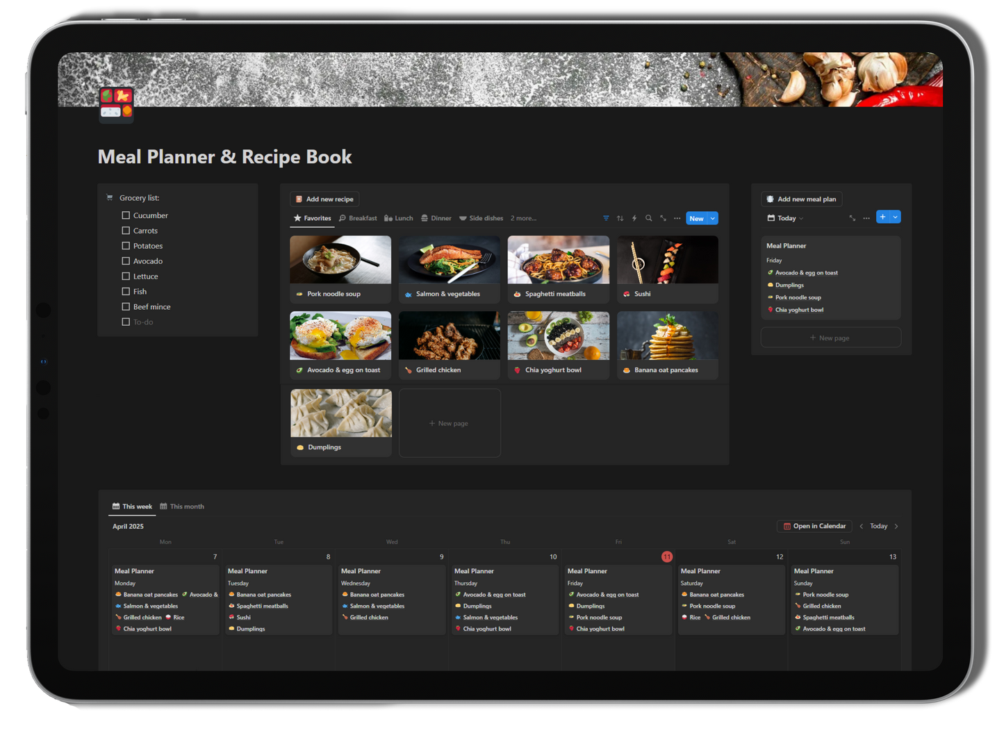 Notion Meal Planner & Recipe Book